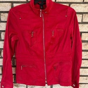 White House Black Market Red Zip-Front Jacket
